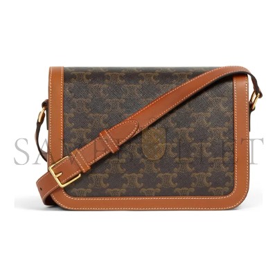 CELINE MEDIUM TEEN TRIOMPHE BAG IN TRIOMPHE CANVAS AND CALFSKIN 191242BZ4.04LU (22.5*16.5*7.5cm)