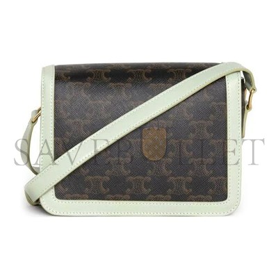 CELINE SMALL TEEN TRIOMPHE BAG IN TRIOMPHE CANVAS AND CALFSKIN 188882COZ.30PA (18.5*14*6cm)