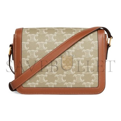 CELINE SMALL TEEN TRIOMPHE BAG IN TRIOMPHE CANVAS AND CALFSKIN 188882FLD.02GR (18.5*14*6cm)