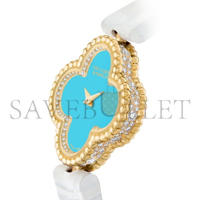 VAN CLEEF ARPELS SWEET ALHAMBRA WATCH18K YELLOW GOLD, DIAMOND, TURQUOISE VCARPBEH00