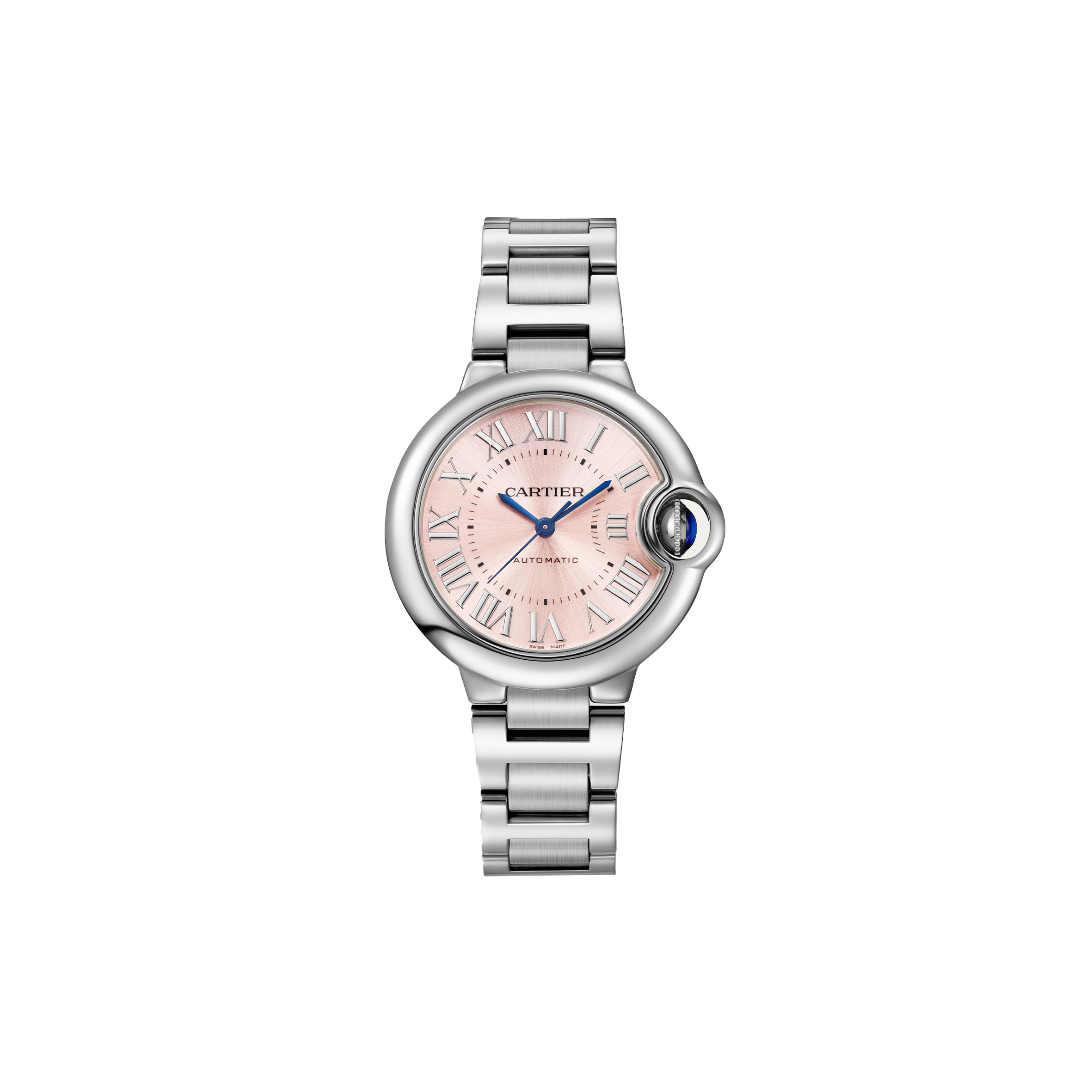 CARTIER BALLON BLEU DE WATCH 28 MM STEEL DIAMOND CASE DIAMOND BEZEL PINK DIAL W6920038 CARTIER BALLON BLEU DE WATCH 28 MM STEEL DIAMOND CASE DIAMOND BEZEL PINK DIAL W6920038