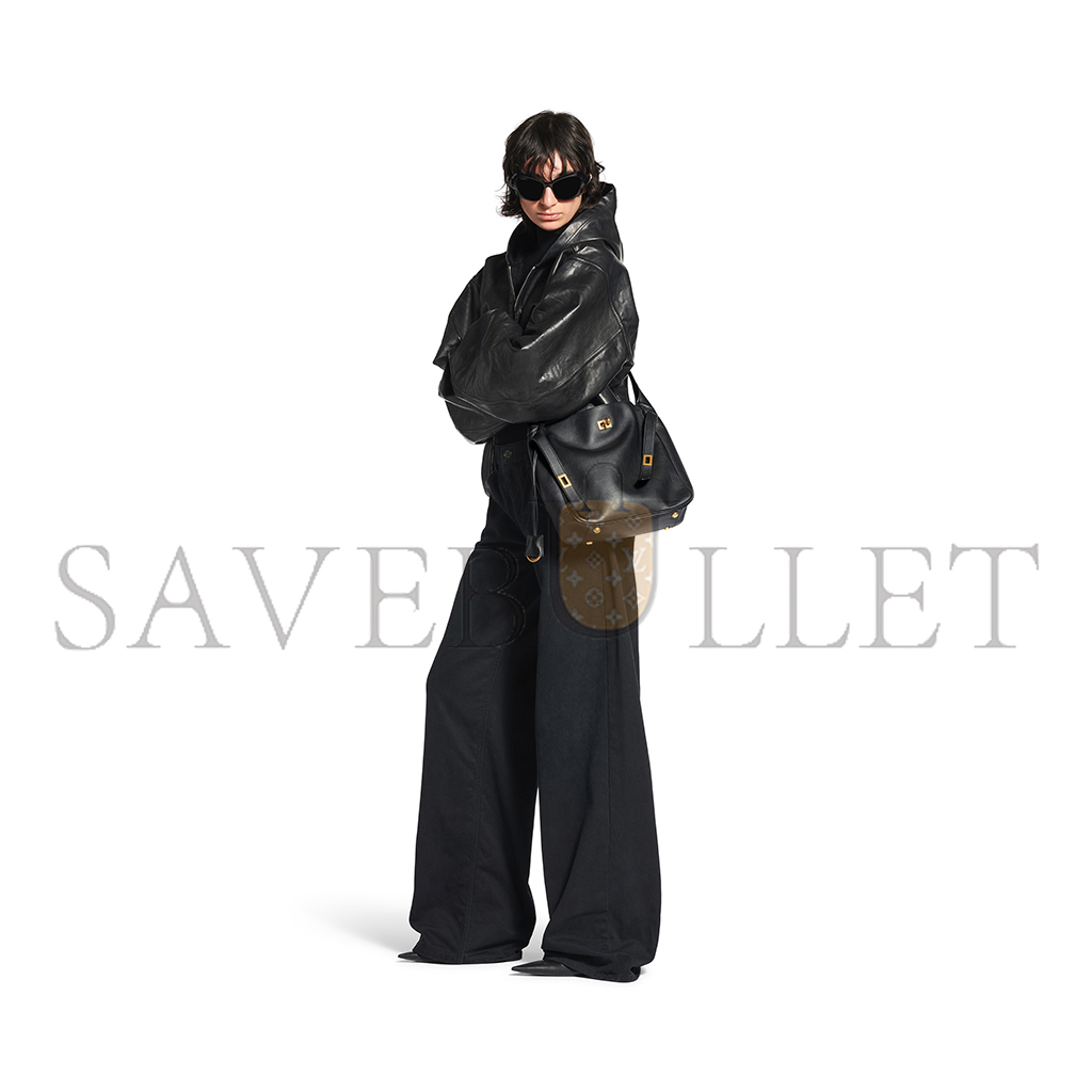 BALENCIAGA BEL AIR SMALL HOBO BAG IN BLACK SMOOTH CALFSKIN, AGED-GOLD HARDWARE 8110182ABAV1000 (26.9*25.9*9.9cm) BALENCIAGA BEL AIR SMALL HOBO BAG IN BLACK SMOOTH CALFSKIN, AGED-GOLD HARDWARE 8110182ABAV1000 (26.9*25.9*9.9cm)