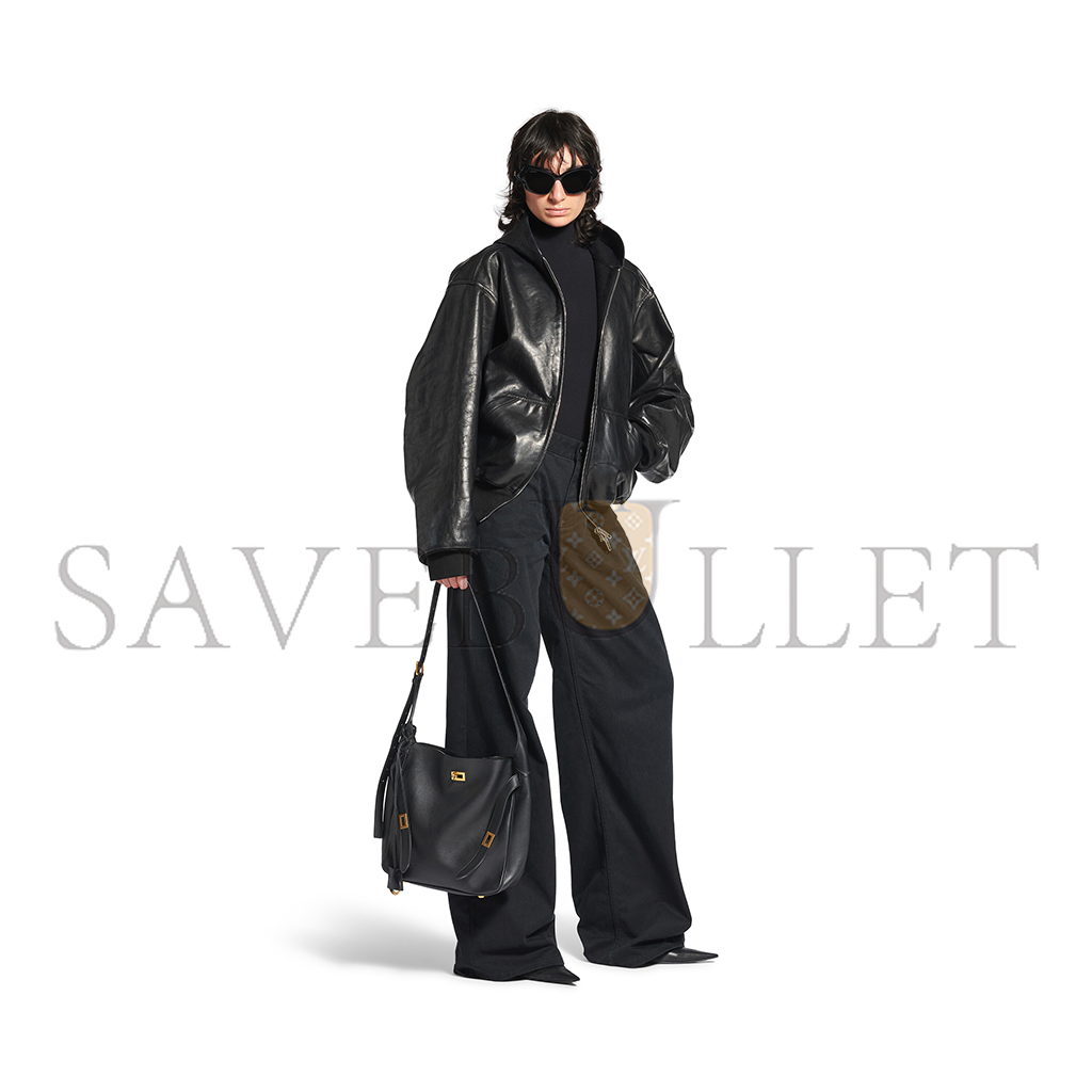 BALENCIAGA BEL AIR SMALL HOBO BAG IN BLACK SMOOTH CALFSKIN, AGED-GOLD HARDWARE 8110182ABAV1000 (26.9*25.9*9.9cm) BALENCIAGA BEL AIR SMALL HOBO BAG IN BLACK SMOOTH CALFSKIN, AGED-GOLD HARDWARE 8110182ABAV1000 (26.9*25.9*9.9cm)