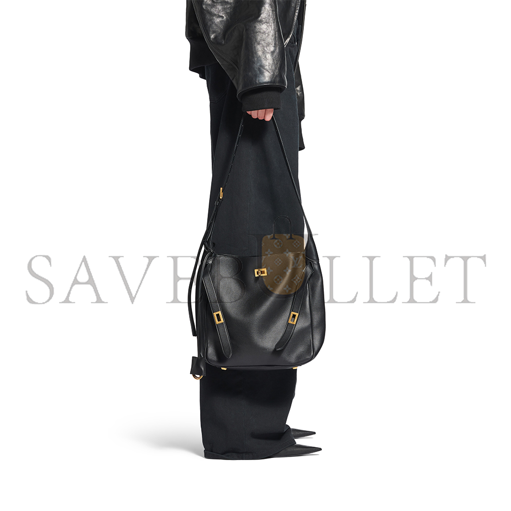 BALENCIAGA BEL AIR SMALL HOBO BAG IN BLACK SMOOTH CALFSKIN, AGED-GOLD HARDWARE 8110182ABAV1000 (26.9*25.9*9.9cm) BALENCIAGA BEL AIR SMALL HOBO BAG IN BLACK SMOOTH CALFSKIN, AGED-GOLD HARDWARE 8110182ABAV1000 (26.9*25.9*9.9cm)