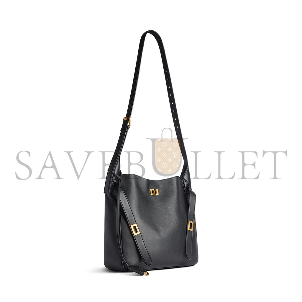 BALENCIAGA BEL AIR SMALL HOBO BAG IN BLACK SMOOTH CALFSKIN, AGED-GOLD HARDWARE 8110182ABAV1000 (26.9*25.9*9.9cm) BALENCIAGA BEL AIR SMALL HOBO BAG IN BLACK SMOOTH CALFSKIN, AGED-GOLD HARDWARE 8110182ABAV1000 (26.9*25.9*9.9cm)