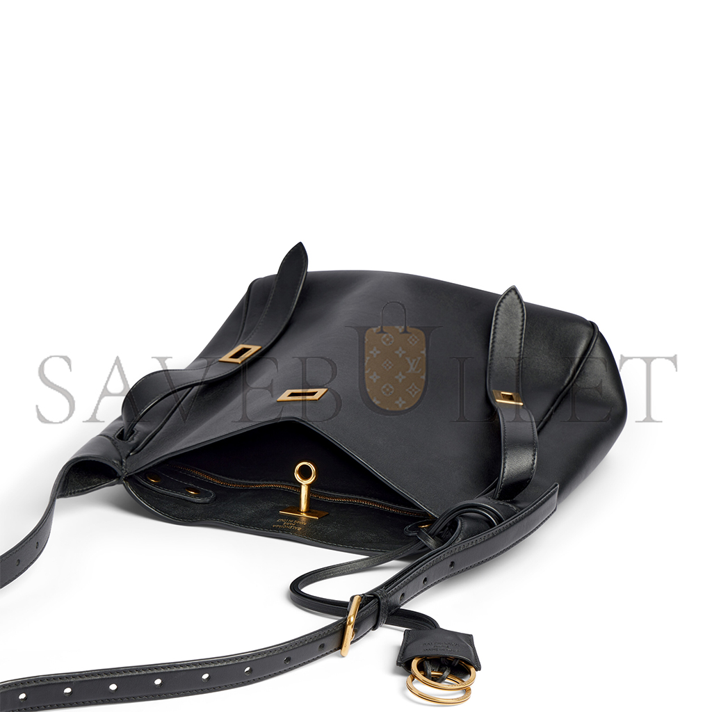 BALENCIAGA BEL AIR SMALL HOBO BAG IN BLACK SMOOTH CALFSKIN, AGED-GOLD HARDWARE 8110182ABAV1000 (26.9*25.9*9.9cm) BALENCIAGA BEL AIR SMALL HOBO BAG IN BLACK SMOOTH CALFSKIN, AGED-GOLD HARDWARE 8110182ABAV1000 (26.9*25.9*9.9cm)