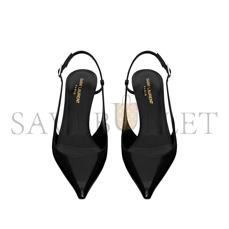 YSL VENDOME SLINGBACK PUMPS IN GLAZED LEATHER 755213AAAZY1000