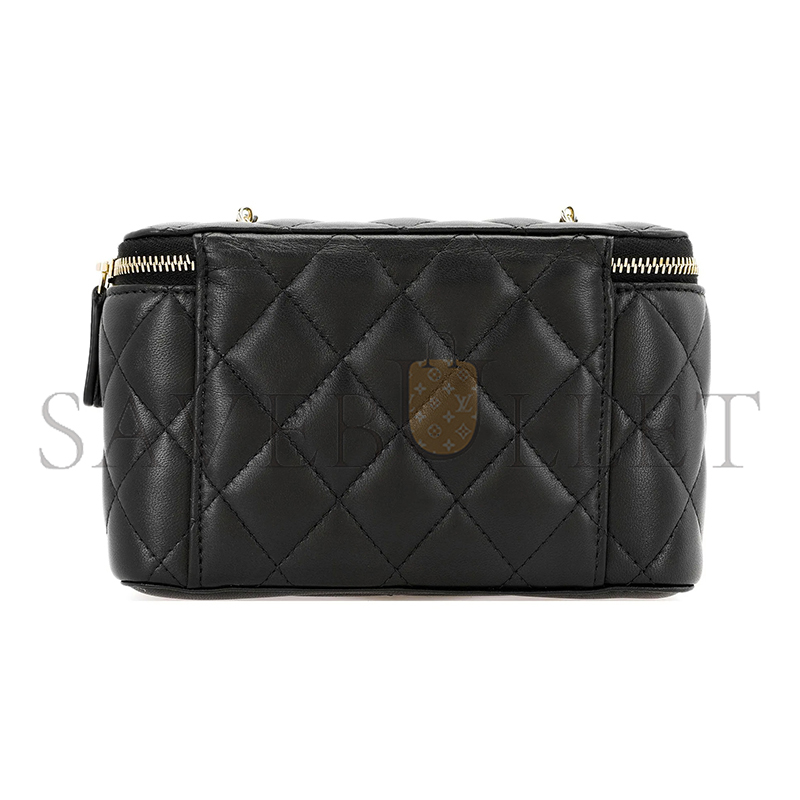CHANEL VANITY CASE BLACK AND WHITE FOOTBALL GOLD BALL AP2303 B09985 94305 (16*10*8cm)