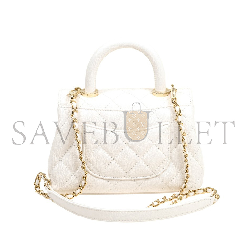 CHANEL QUILTED CAVIAR MINI COCO TOP HANDLE FLAP AS2215 (19*13*9cm)