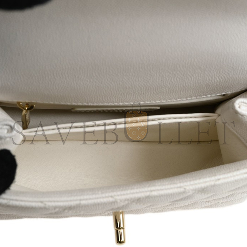 CHANEL QUILTED CAVIAR MINI COCO TOP HANDLE FLAP AS2215 (19*13*9cm)