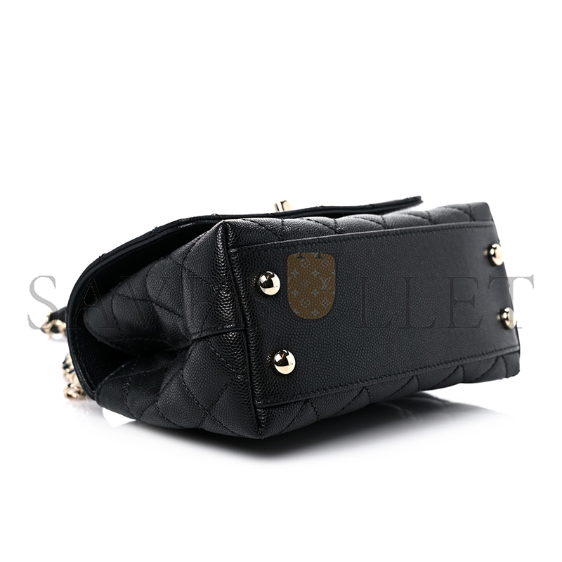 CHANEL CAVIAR QUILTED EXTRA MINI COCO HANDLE FLAP AS2215 (19*13*9cm)