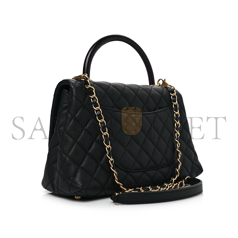 CHANEL CAVIAR LIZARD EMBOSSED QUILTED SMALL COCO HANDLE FLAP 1150942 (29*18*12cm)