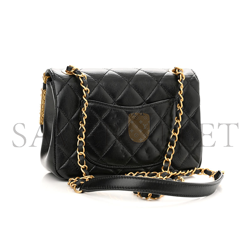 CHANEL LAMBSKIN ENAMEL STRASS QUILTED MINI PARIS MONACO FLAP 1201310 (19*13*6cm)