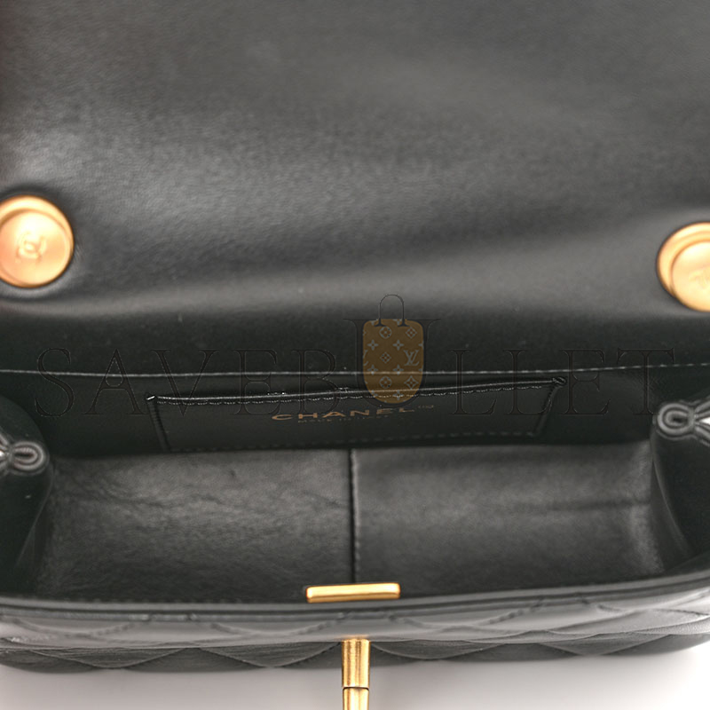 CHANEL LAMBSKIN ENAMEL STRASS QUILTED MINI PARIS MONACO FLAP 1201310 (19*13*6cm)