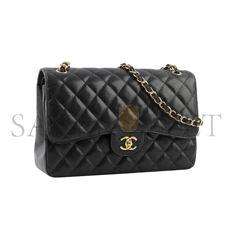 CHANEL CAVIAR QUILTED JUMBO CLASSIC DOUBLE FLAP BAG 1256173 (30*20*10cm)