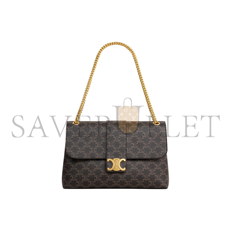 CELINE SMALL TEEN CELINE VICTOIRE BAG IN  LOGO PRINTED COWHIDE LEATHER 116592FRH.04LU (23.5*14*8cm)