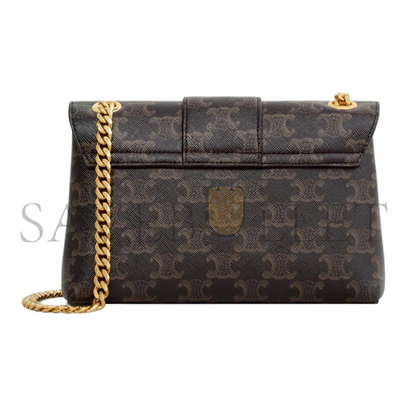 CELINE SMALL TEEN CELINE VICTOIRE BAG IN  LOGO PRINTED COWHIDE LEATHER 116592FRH.04LU (23.5*14*8cm)