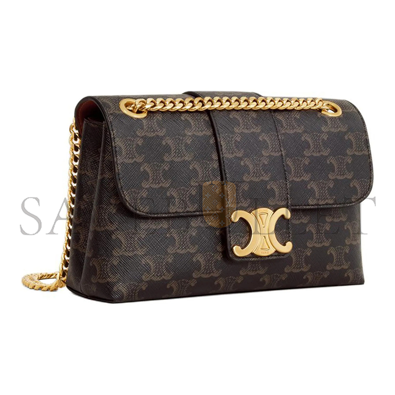CELINE SMALL TEEN CELINE VICTOIRE BAG IN  LOGO PRINTED COWHIDE LEATHER 116592FRH.04LU (23.5*14*8cm)