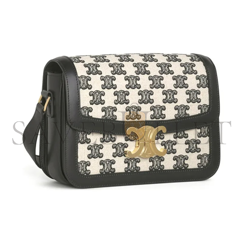 CELINE MEDIUM CLASSIQUE TRIOMPHE BAG IN FABRIC AND CALFSKIN 191242DBA.38NO (22.5*16.5*7.5cm)