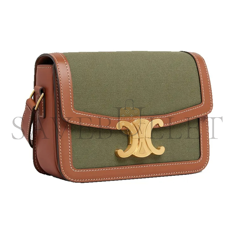 CELINE SMALL TEEN TRIOMPHE BAG IN TEXTILE AND CALFSKIN 188882CD3.15KZ (18.5*14*6cm)
