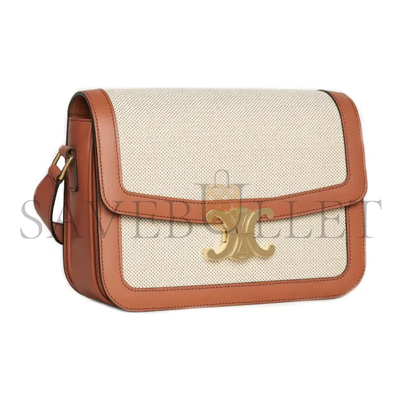 CELINE MEDIUM TEEN TRIOMPHE BAG IN TEXTILE AND CALFSKIN191242BGI.04LV (22.5*16.5*7.5cm)