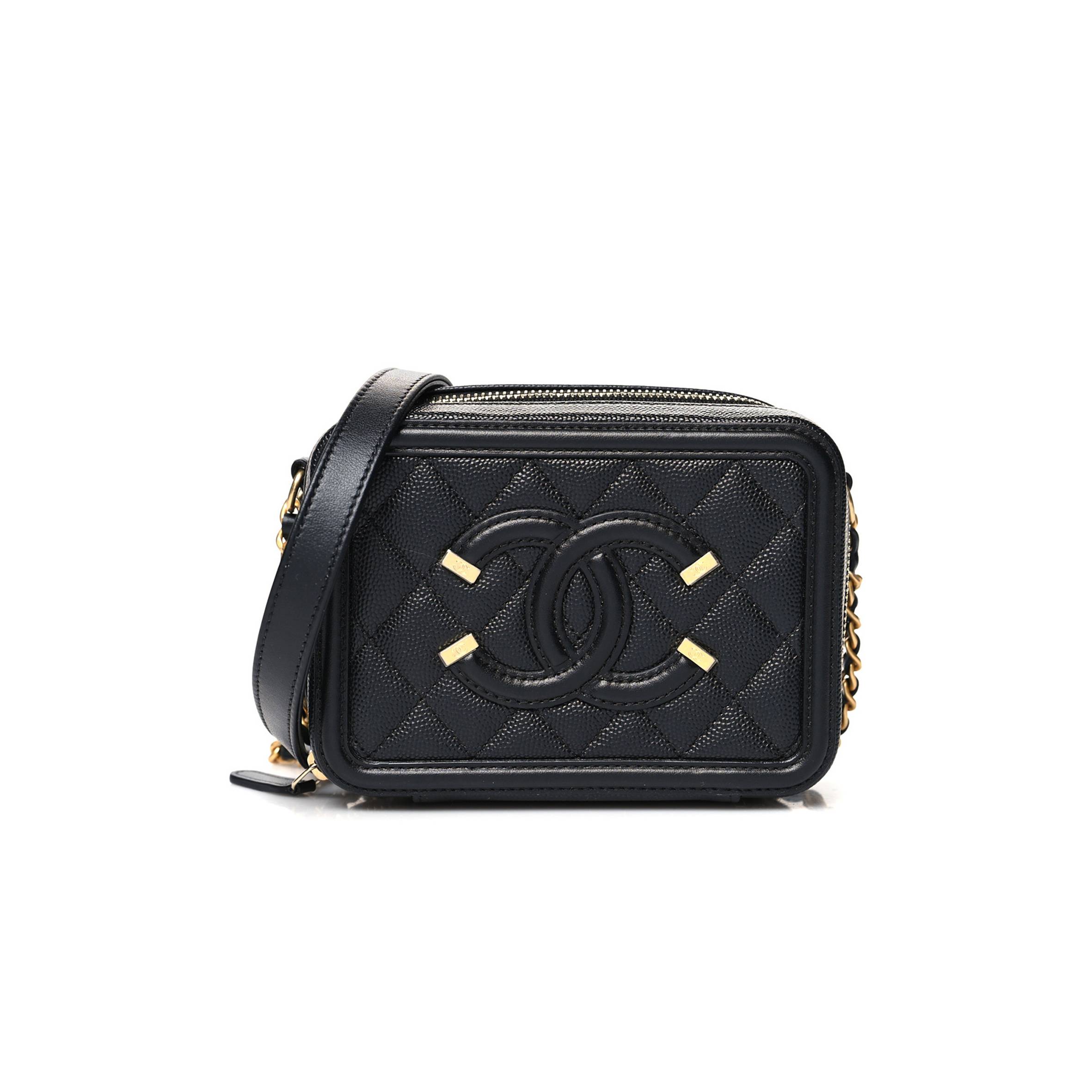 CHANEL CAVIAR QUILTED CC FILIGREE VANITY CLUTCH WITH CHAIN BLACK (14*10*6cm) CHANEL CAVIAR QUILTED CC FILIGREE VANITY CLUTCH WITH CHAIN BLACK (14*10*6cm)