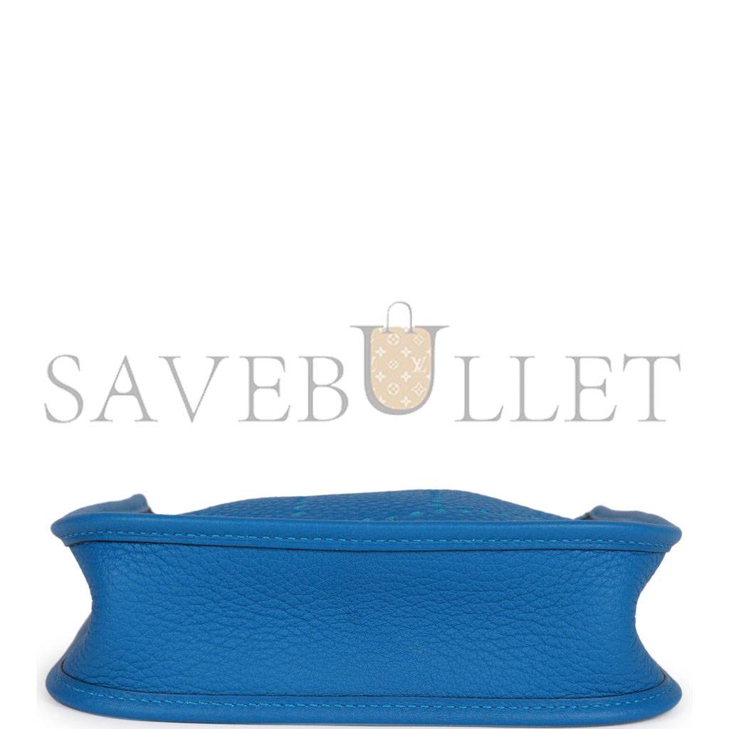 HERMES EVELYNE TPM BLEU MYKONOS CLEMENCE PALLADIUM HARDWARE (17cm) HERMES EVELYNE TPM BLEU MYKONOS CLEMENCE PALLADIUM HARDWARE (17cm)
