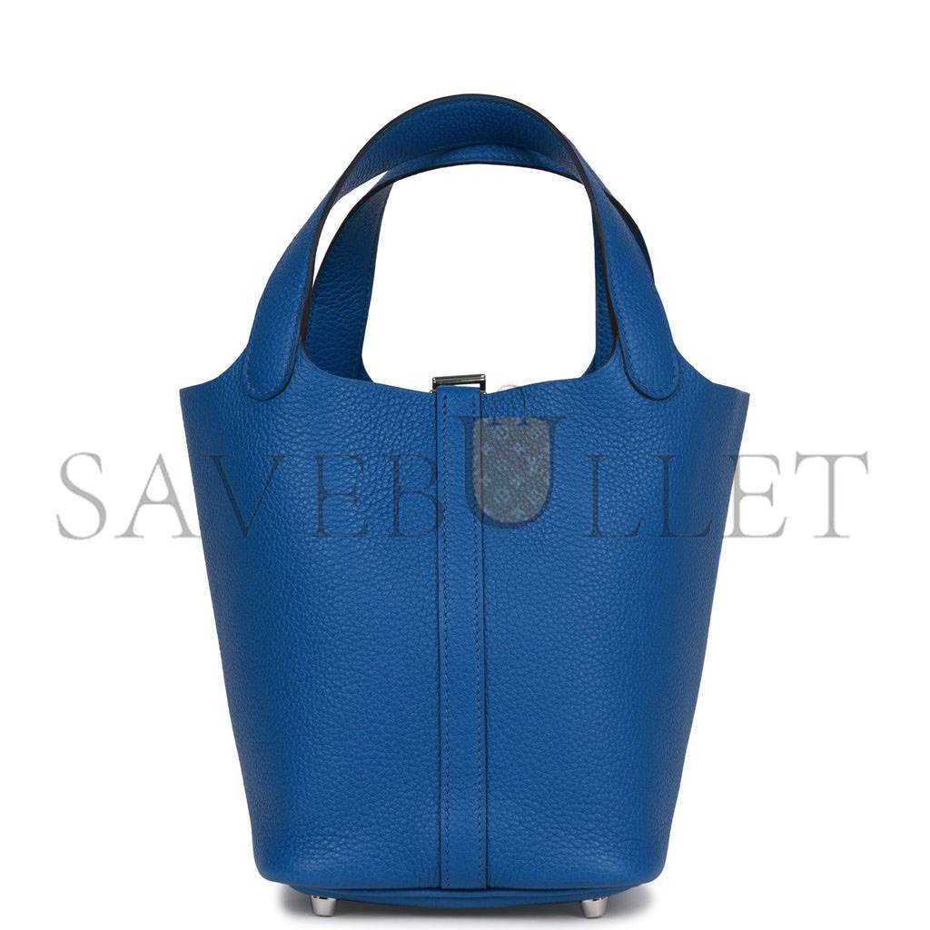 HERMES PICOTIN LOCK 18 BLEU FRANCE CLEMENCE GOLD HARDWARE (18*13*18cm) HERMES PICOTIN LOCK 18 BLEU FRANCE CLEMENCE GOLD HARDWARE (18*13*18cm)