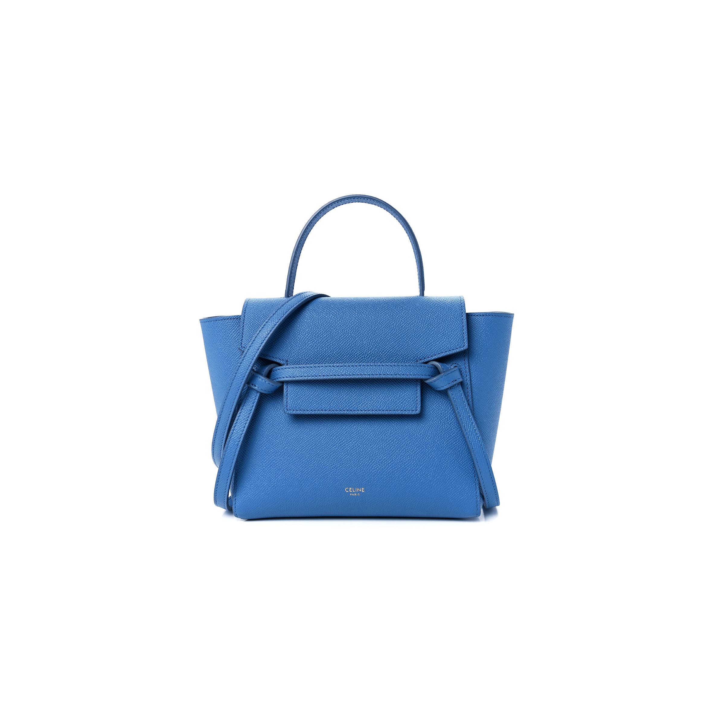 CELINE GRAINED CALFSKIN NANO BELT BAG BLUE (20*19*11cm) CELINE GRAINED CALFSKIN NANO BELT BAG BLUE (20*19*11cm)