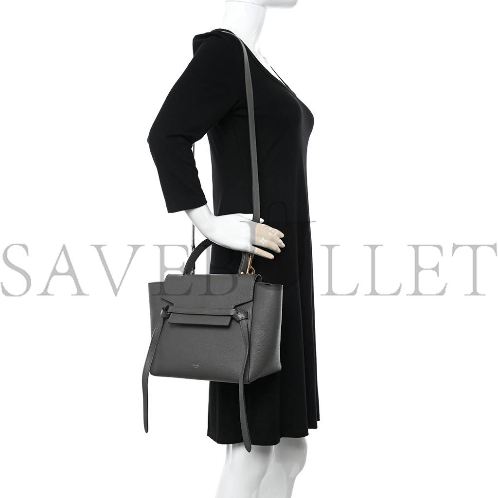 CELINE GRAINED CALFSKIN NANO BELT BAG GREY (25*24*13cm) CELINE GRAINED CALFSKIN NANO BELT BAG GREY (25*24*13cm)