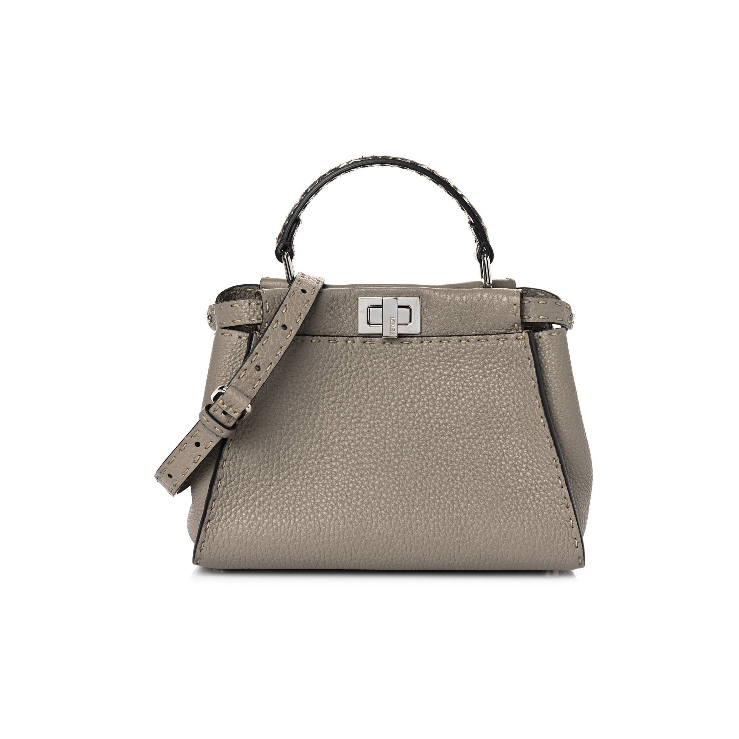 FENDI CUOIO ROMANO SNAKESKIN SELLERIA MINI PEEKABOO ICONIC SATCHEL CORDA WHITE (23*18*11cm) FENDI CUOIO ROMANO SNAKESKIN SELLERIA MINI PEEKABOO ICONIC SATCHEL CORDA WHITE (23*18*11cm)